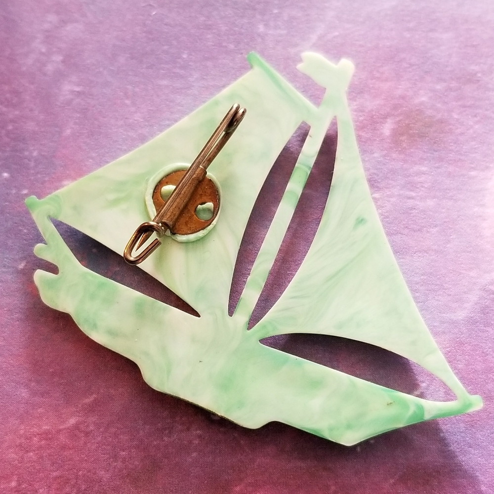 Vintage Sohnlein Rheingold sail boat pin brooch nautical ship advertising - Picture 9 of 11